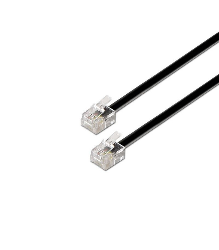 Cable de teléfono rj11 6p4c aisens a143-0319/ 2m/ negro