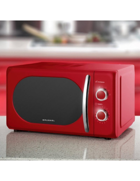 Microondas grunkel vintage mw-20rojo/ 700w/ capacidad 20l/ rojo