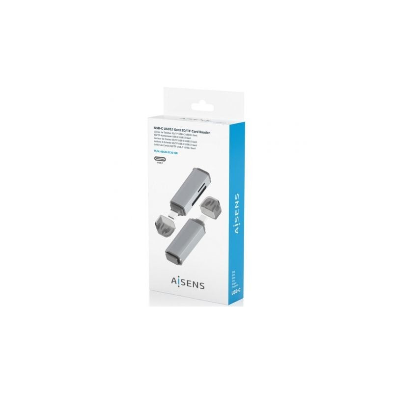 Lector de tarjetas externo aisens ascr-2c10-gr/ usb 3.1