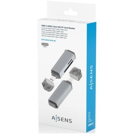 Lector de tarjetas externo aisens ascr-2c10-gr/ usb 3.1