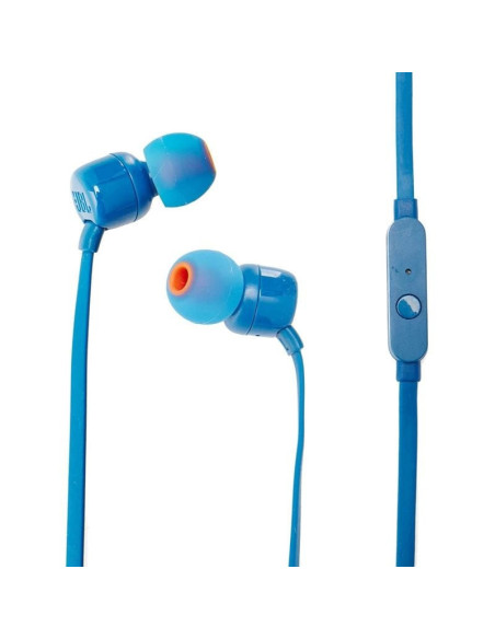 Auriculares intrauditivos jbl tune 110/ con micrófono/ jack 3.5/ azules