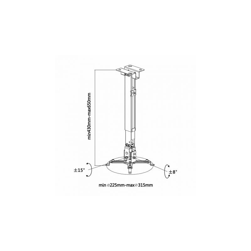 Soporte de techo/ pared para proyector aisens cwp01tse-047/ inclinable/ extensible/ hasta 20kg