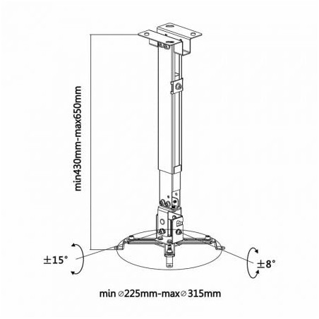 Soporte de techo/ pared para proyector aisens cwp01tse-047/ inclinable/ extensible/ hasta 20kg