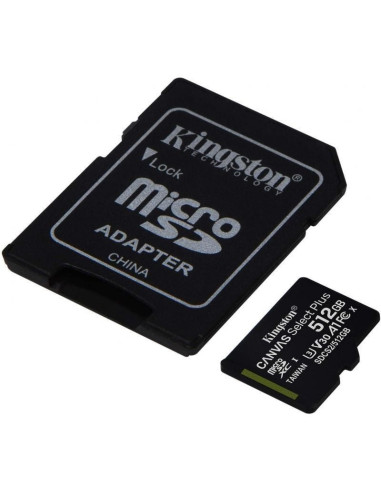 Tarjeta de memoria kingston canvas select plus 512gb microsd xc con adaptador/ clase 10/ 100mbs