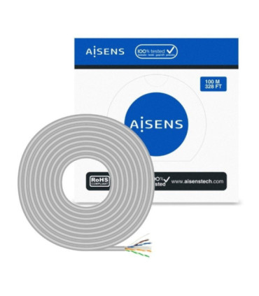 Bobina de cable rj45 utp awg23 cca (aleación) aisens a135-0660 cat.6/ 100m/ gris