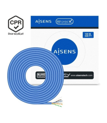 Bobina de cable rj45 utp awg24 lszh cpr dca aisens a135-0662 cat.6/ 100m/ azul