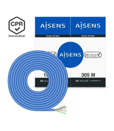 Bobina de cable rj45 utp awg24 lszh cpr dca aisens a135-0663 cat.6/ 305m/ azul
