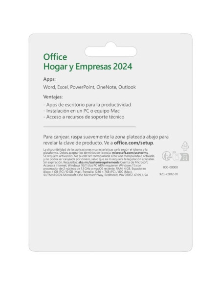 Microsoft office hogar y empresas 2024/ 1 usuario/ licencia perpetua