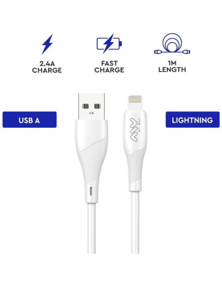Cable usb 2.0 lightning myway mwusc0021/ usb macho - lightning macho/ 1m/ blanco