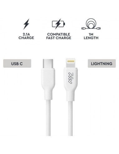 Cable usb 2.0 tipo-c lightning myway mwusc0023/ usb tipo-c macho - lightning macho/ 1m/ blanco