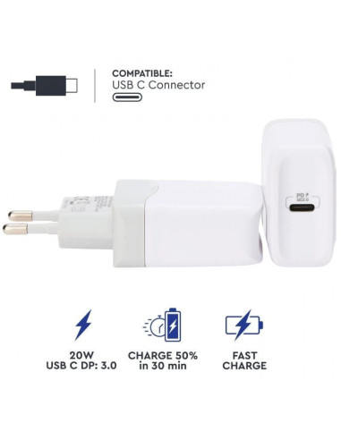 Cargador de pared myway mwacc0005/ 1xusb tipo-c/ 20w