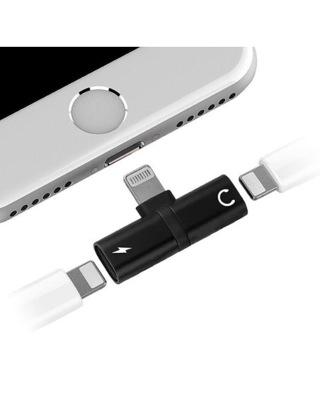 Splitter carga y música myway lightning macho - usb macho/ negro