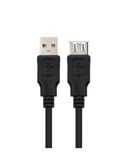 Cable alargador usb 2.0 nanocable 10.01.0203-bk/ usb macho - usb hembra/ 1.8m/ negro