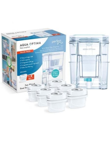 Depósito de agua filtrada aqua optima wd1001/ 8.2l/ incluye 6 filtros