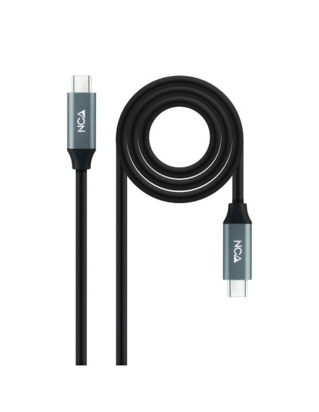 Cable usb 3.2 nanocable 10.01.4302/ usb tipo-c macho - usb tipo-c macho/ 2m/ gris y negro