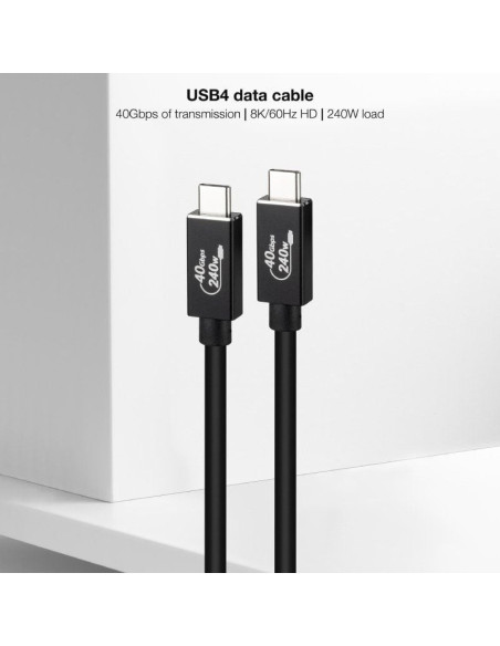 Cable usb 4.0 nanocable 10.01.5001/ usb tipo-c macho - usb tipo-c macho/ hasta 240w/ 40gbps/ 1m/ negro