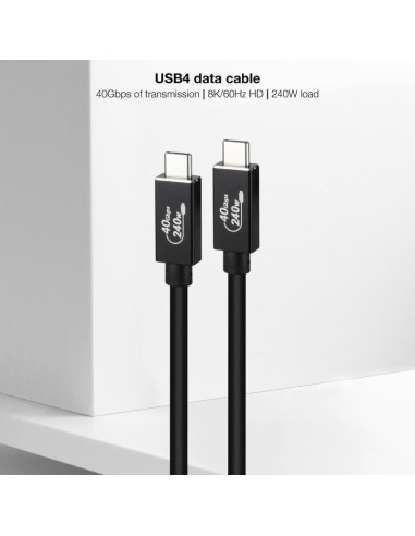 Cable usb 4.0 nanocable 10.01.5002/ usb tipo-c macho - usb tipo-c macho/ hasta 240w/ 40gbps/ 1.8m/ negro