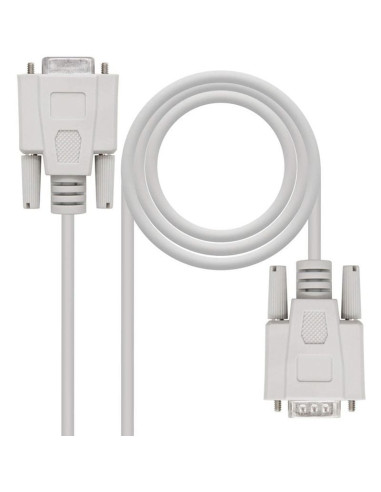 Cable serie rs232 nanocable 10.14.0203/ db9 macho - db9 hembra/ 3m/ beige