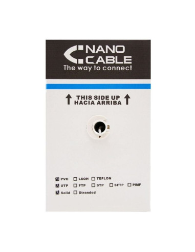 Bobina de cable rj45 utp nanocable 10.20.0304 cat.5e/ 305m/ gris