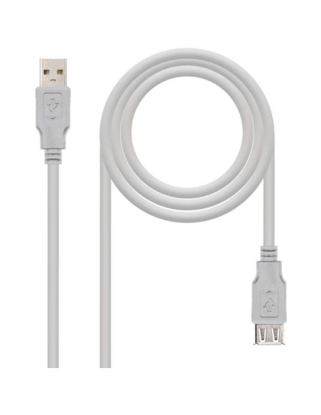 Cable alargador usb 2.0 nanocable 10.01.0204/ usb macho - usb hembra/ 3m/ beige