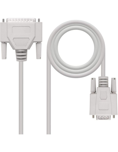 Cable serie null modem nanocable 10.14.0802/ db9 hembra - db25 macho/ 1.8m/ beige