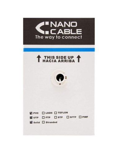 Bobina de cable rj45 utp nanocable 10.20.0504 cat.6/ 305m/ gris