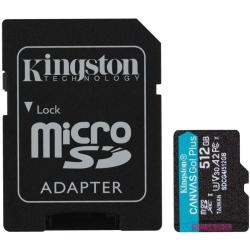 Tarjeta de Memoria Kingston CANVAS Go! Plus 512GB microSD XC con Adaptador/ Clase 10/ 200MBs