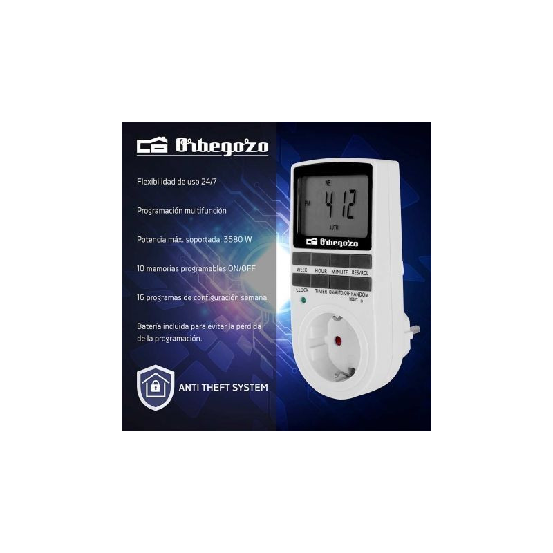 Programador de enchufe orbegozo pg 25/ potencia máxima 3680w