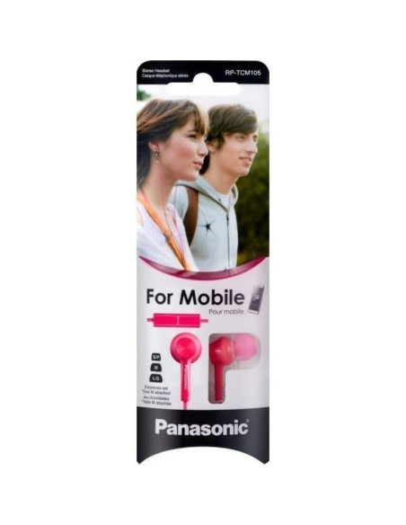 Auriculares intrauditivos panasonic rp-tcm105/ con micrófono/ jack 3.5/ rosas