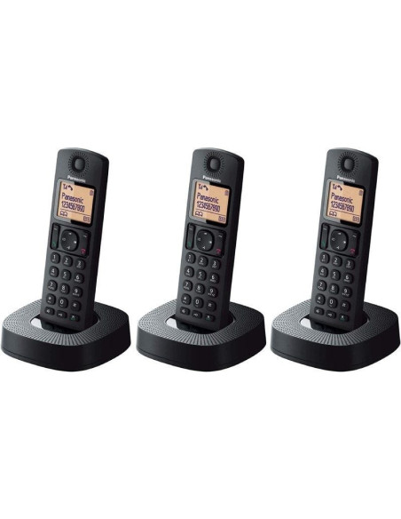 Teléfono inalámbrico panasonic kx-tgc313sp/ pack trío/ negro