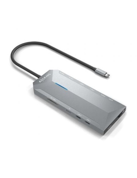 Docking usb tipo-c aisens asuc-12p005-gr/ 2xhdmi/ 3xusb/ 2xusb tipo-c/ 1xrj45/ 1xaudio/ 1xlector tarjetas/ 1x jack/ 1xusb