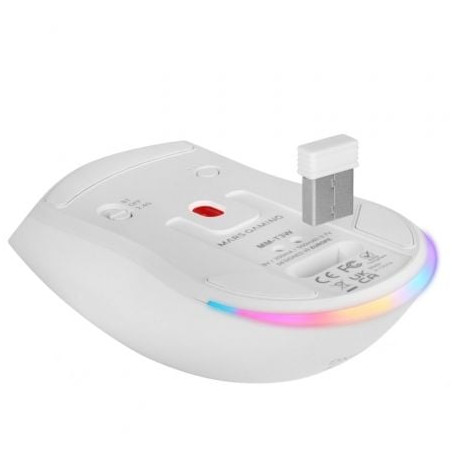 Ratón gaming inalámbrico mars gaming mm-t3/ batería recargable/ hasta 14400 dpi/ blanco