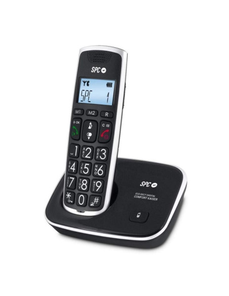 Teléfono inalámbrico spc comfort kaiser 7609n/ pack duo/ negro