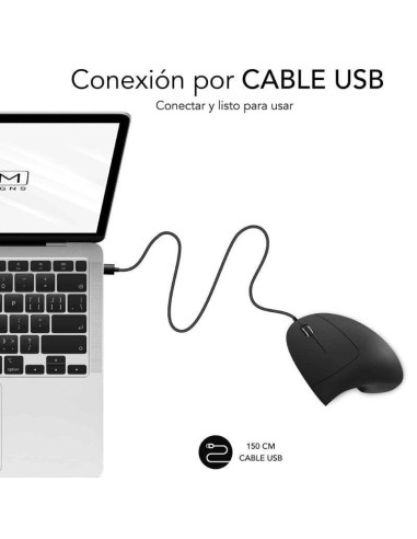 Ratón ergonómico subblim glide vertical ergo wired/ hasta 1600 dpi/ negro