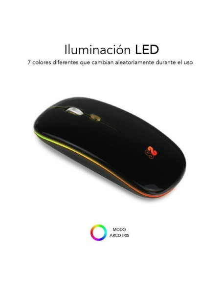 Ratón inalámbrico por bluetooth subblim led dual flat/ batería recargable/ hasta 1600 dpi