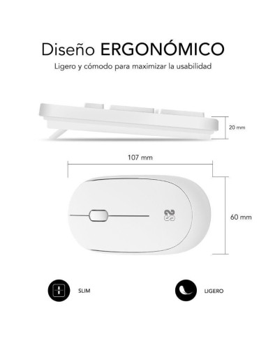 Teclado y ratón subblim combo business slim silencioso inalámbrico/ blanco