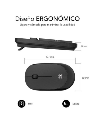 Teclado y ratón inalámbrico subblim combo business slim cssw10/ negro