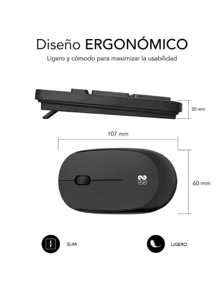 Teclado y ratón inalámbrico subblim combo business slim cssw10/ negro