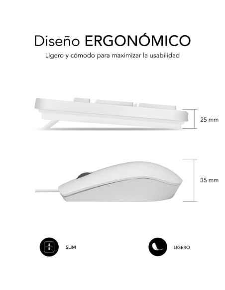 Teclado y ratón subblim combo business slim silencioso/ blanco