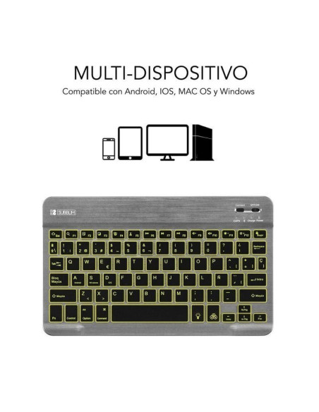 Teclado compacto inalámbrico por bluetooth subblim smart backlit/ gris