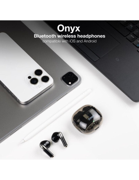 Auriculares bluetooth tooq onyx tqbwh-0054b con estuche de carga/ autonomía 4h/ negros