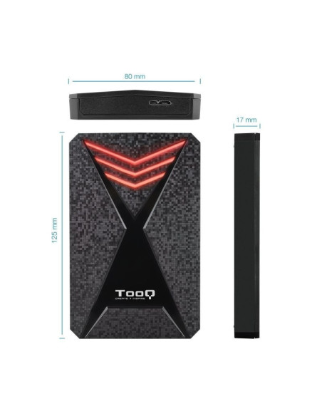 Caja externa gaming para disco duro de 2.5' tooq tqe-2550rgb/ usb 3.1/ sin tornillos