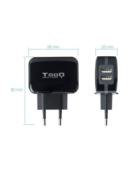 Cargador de pared tooq tqwc-1s02/ 2xusb/ 17w