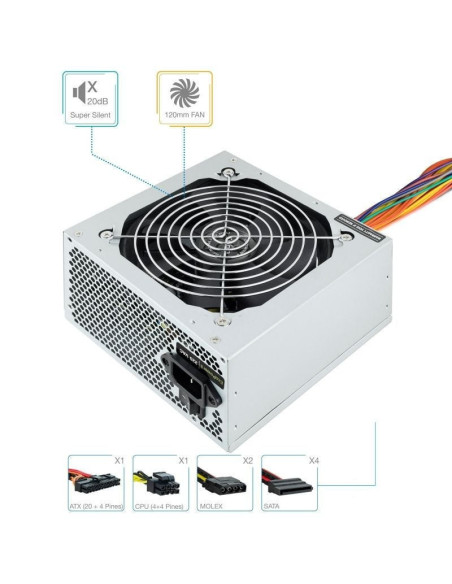 Fuente de alimentación tooq tqep-500sse/ 500w/ ventilador 12cm
