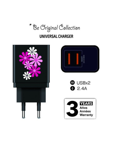 Cargador de pared tech one tech black fower power tec2601/ 2xusb/ 2.4a