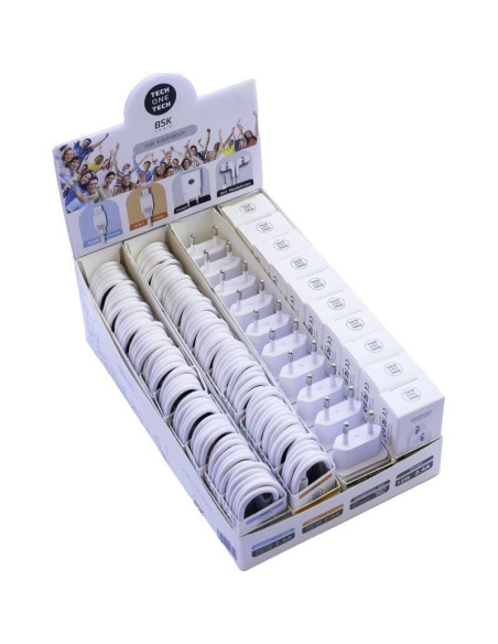 Expositor bsk tech one tec2991/ incluye 10 cargadores, 20 cables basik y 10 auriculares