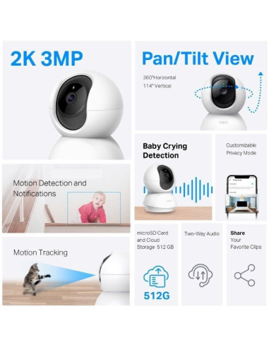 Cámara de videovigilancia tp-link tapo tc71/ visión nocturna/ control desde app