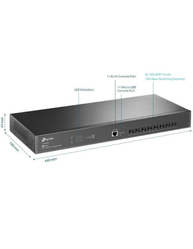 Switch gestionable tp-link omada jetstream tl-sx3008f/ 8 puertos/ sfp+ 10ge