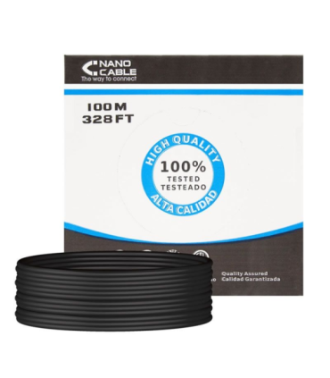 Bobina de cable rj45 para exteriores utp nanocable 10.20.0302-ext-bk cat.5e/ 100m/ impermeable/ negro