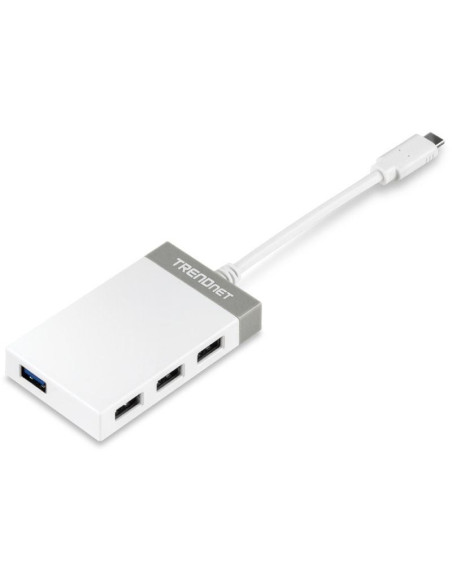 Hub usb tipo-c trendnet tuc-h4e/ 4xusb/ blanco y gris